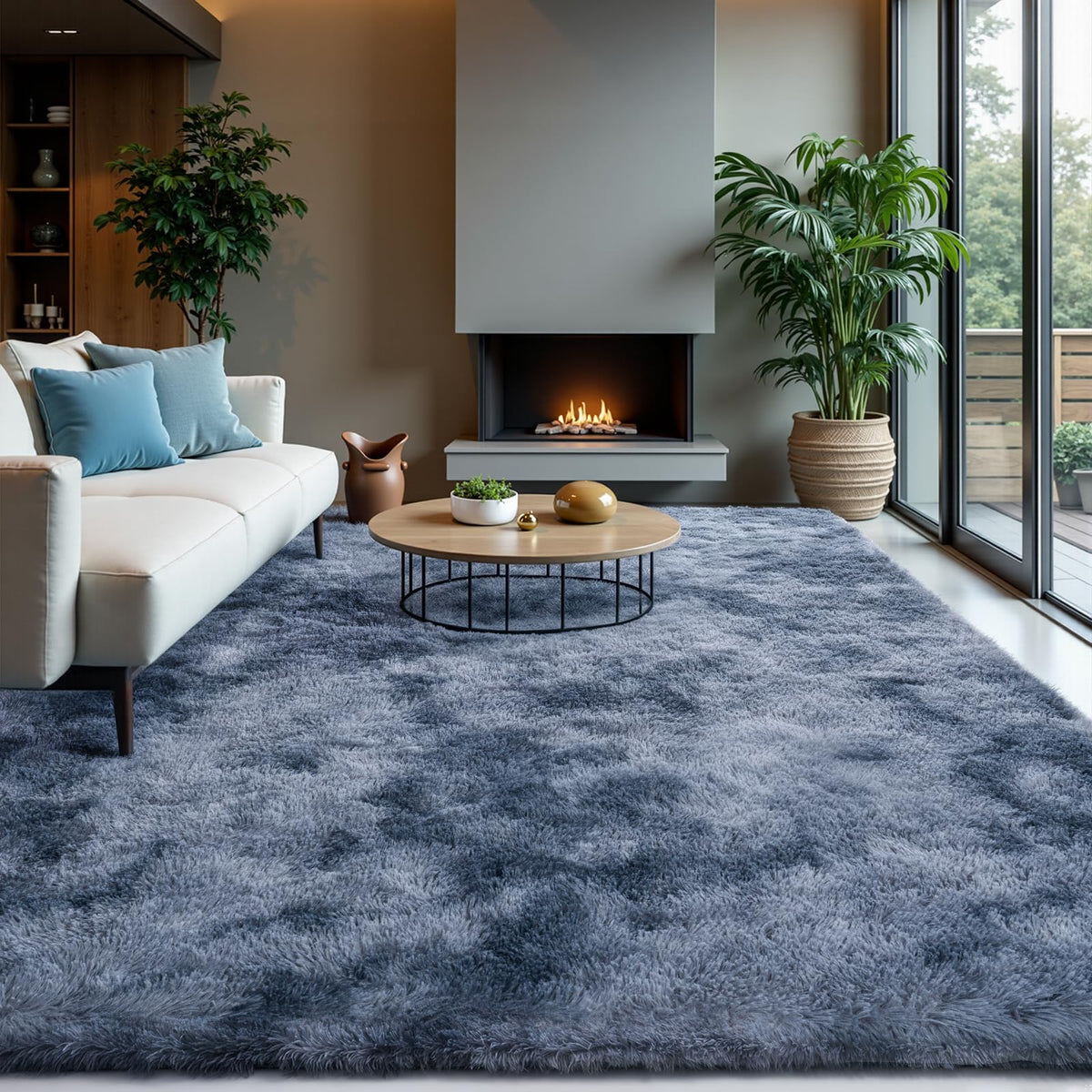 Zentavio 2x6 Runner Rugs for Hallway Shag Soft Bedroom Bedside Rugs Non Slip Fluffy Carpet for Kids Girls Boys Home Decor Aesthetic Dorm Nursery Tie-Dyed Black Grey
