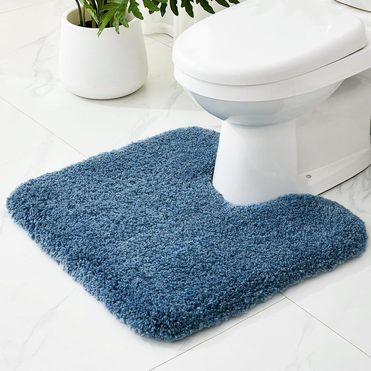 Microfiber Bathroom Rugs 24x17 Absorbent Soft Non Slip, Blue