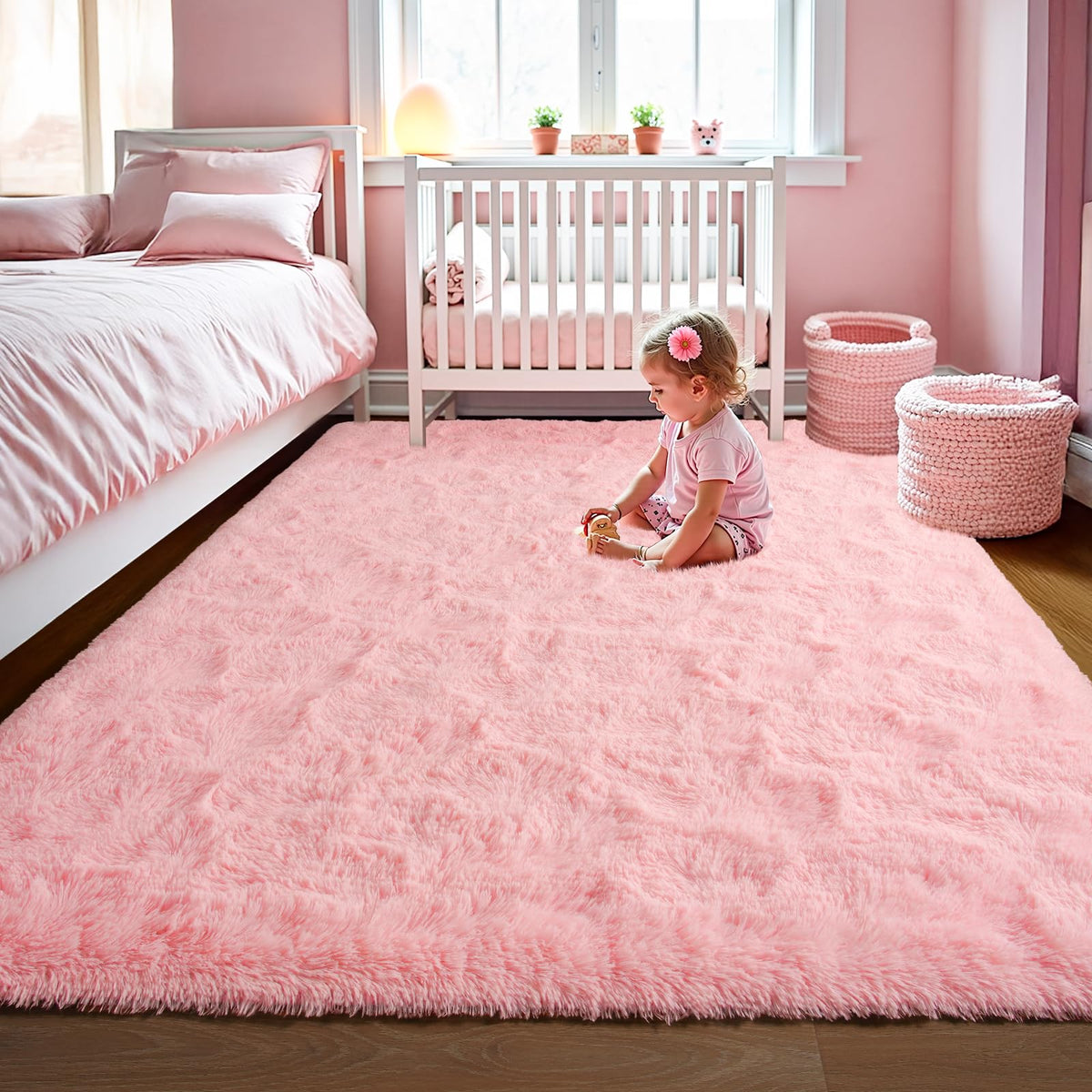 LOCHAS 2x3 Area Rugs Fluffy Living Room Carpets for Kids Bedroom, Brown