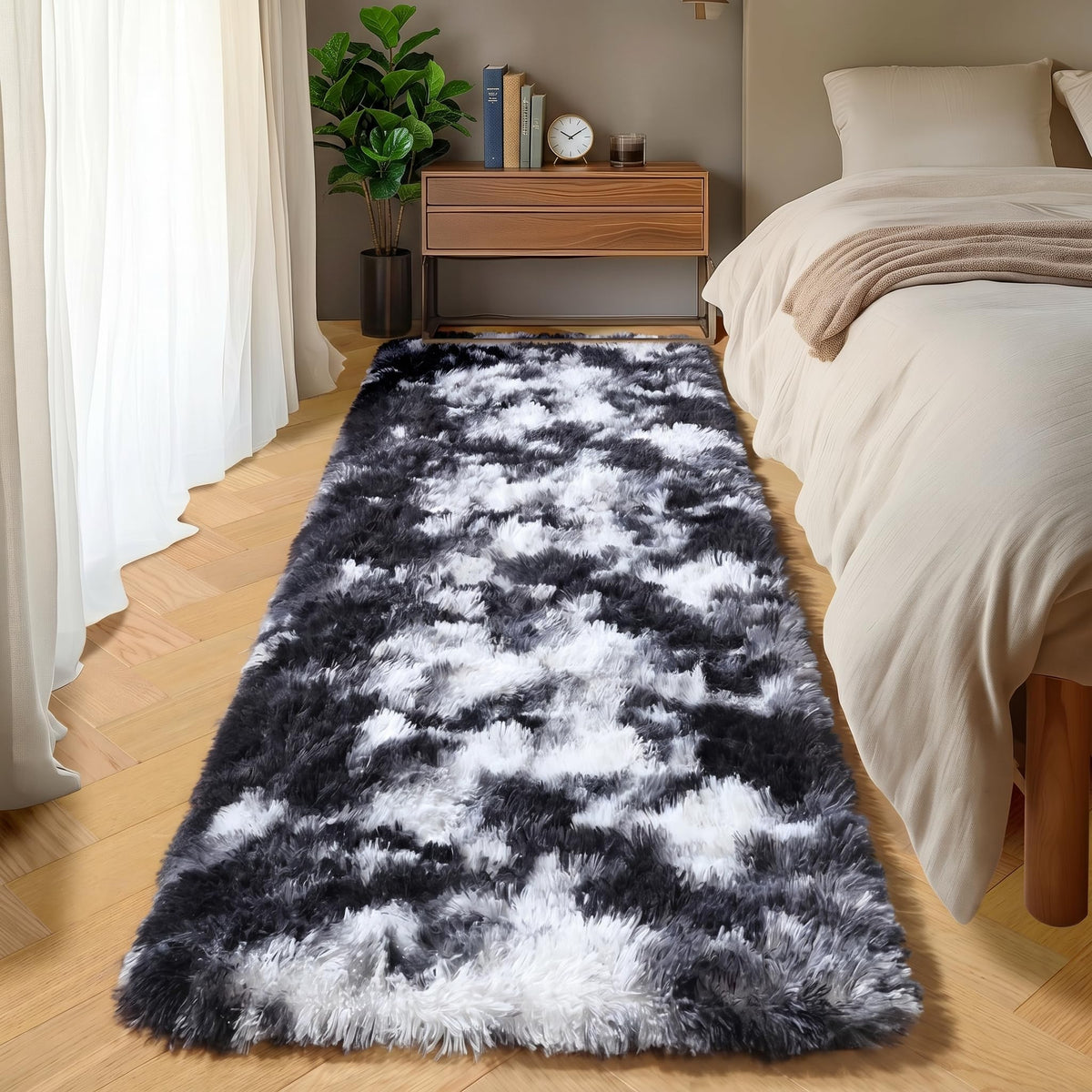 White Runner Rugs for Bedroom Living Room, Fluffy 2x6 Bedside Soft Area Rug