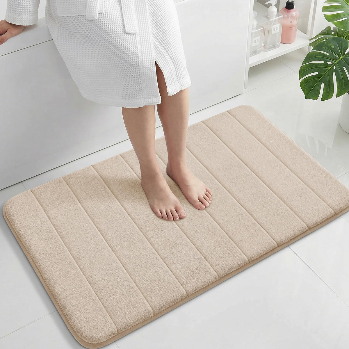 Yimobra Memory Foam Bath Mat, Super Soft & Absorbent Bathroom Rug, Grey