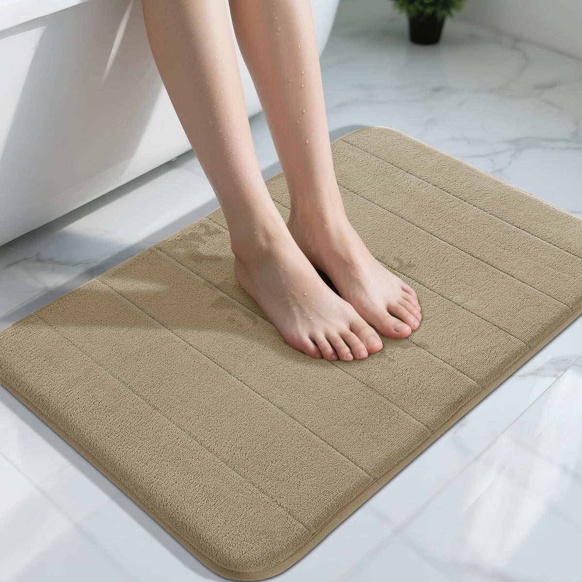 Yimobra Memory Foam Bath Mat, Super Soft & Absorbent Bathroom Rug, Grey