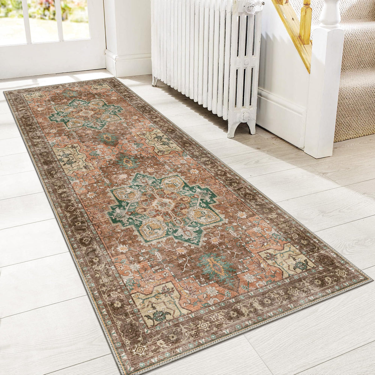 GENIMO 2x5 Washable Runner Rug Non Slip for Hallway, Light Taupe Brown