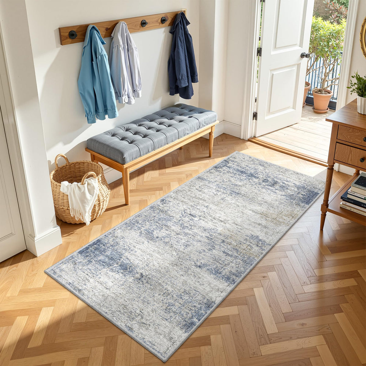 2x8 Runner Rug Non Slip,Washable Hallway Runner Rug,Beige