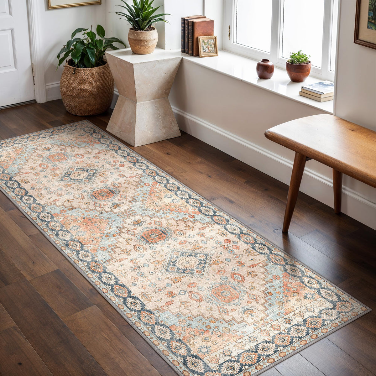 GENIMO 2x5 Washable Runner Rug Non Slip for Hallway, Light Taupe Brown