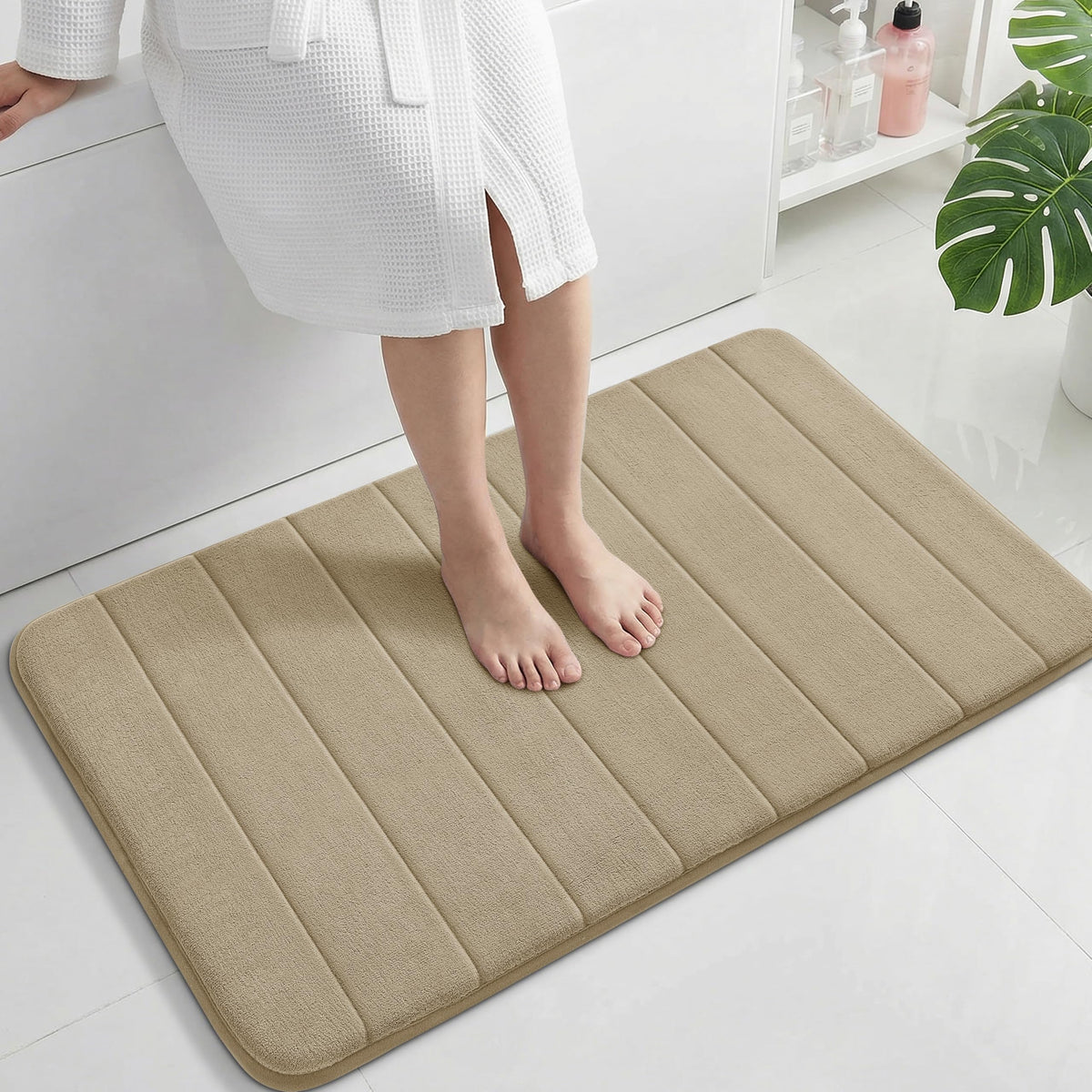 Yimobra Memory Foam Bath Mat, Super Soft & Absorbent Bathroom Rug, Grey
