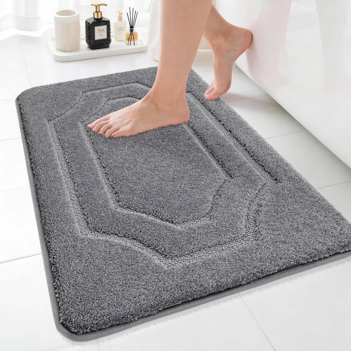 BEQHAUSE Bathroom Rugs Non Slip Bath Mat Soft Absorbent, 24"x36", Green