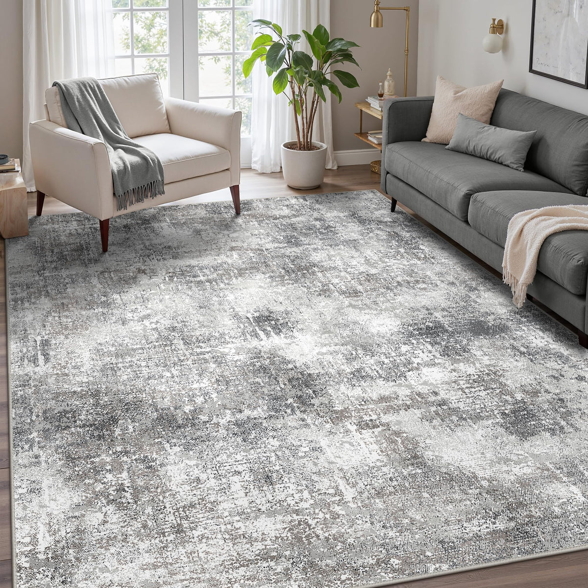 GENIMO 2x5 Washable Runner Rug Non Slip for Hallway, Light Taupe Brown