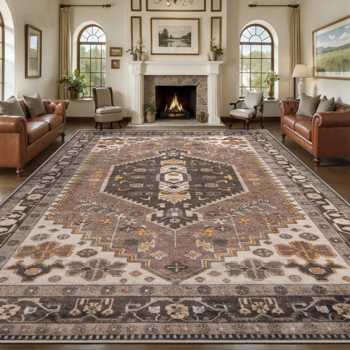 Ciicool Washable 3x5 Area Rug,Boho Non-Slip Indoor Mat for Entryway Kitchen