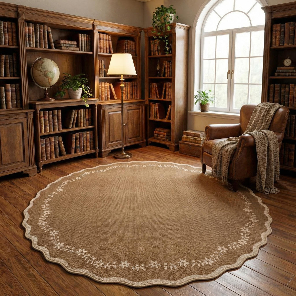 GarveeHome 3x5 Scalloped Washable Area Rug Non Slip Bedroom Entryway Rug