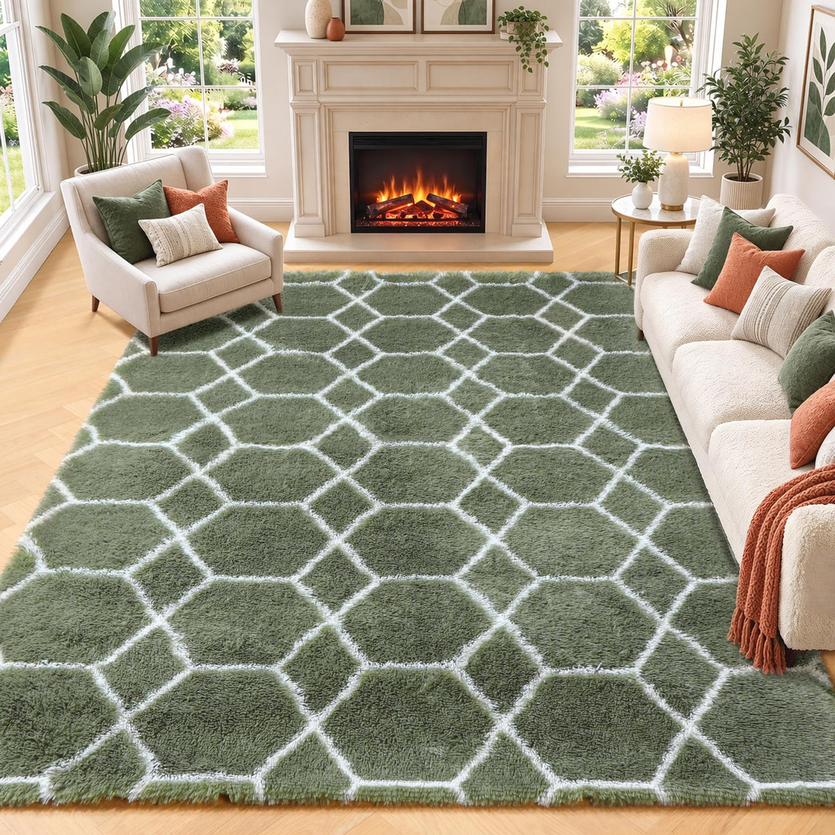 White Runner Rugs for Bedroom Living Room, Fluffy 2x6 Bedside Soft Area Rug
