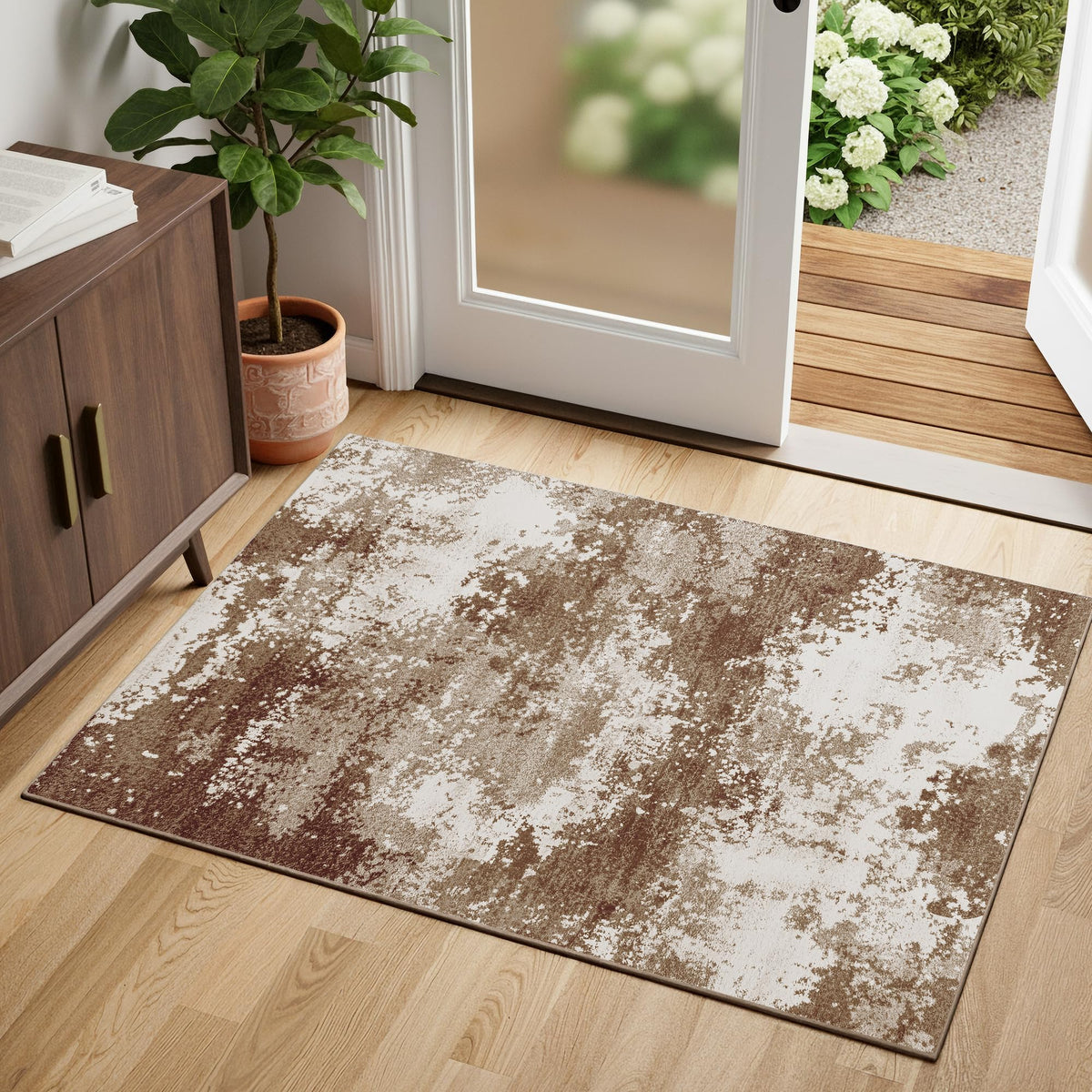 Entryway Rug 2x3 Grey Door Mat Indoor Entrance 24x36, Washable Small Throw Rugs for Kitchen Floor, Entry, Front Door, Bedroom Bedside, Non-Slip Low Pile Stain & Fade Resistant, Abstract Gray