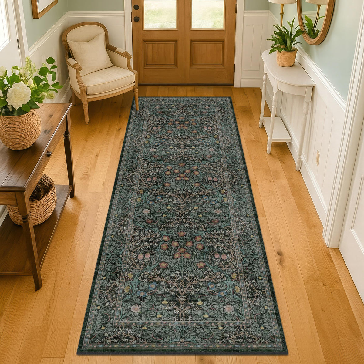 Washable Plum Purple Runner Rug 2x6 - Boho Rug Runner for Bathroom, Kitchen, Indoor Entryway, Low Pile Violet Carpet for Bedroom Bedside, Laundry Room, Hallway Mats for Floor, Stain Resistant