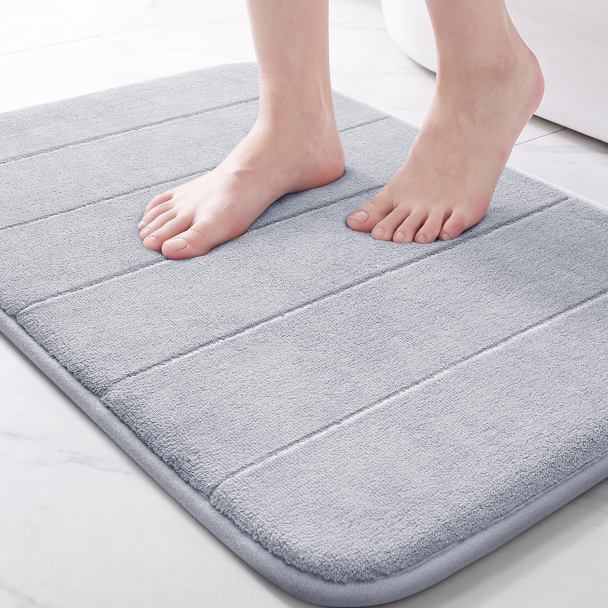 Yimobra Memory Foam Bath Mat, Super Soft & Absorbent Bathroom Rug, Grey