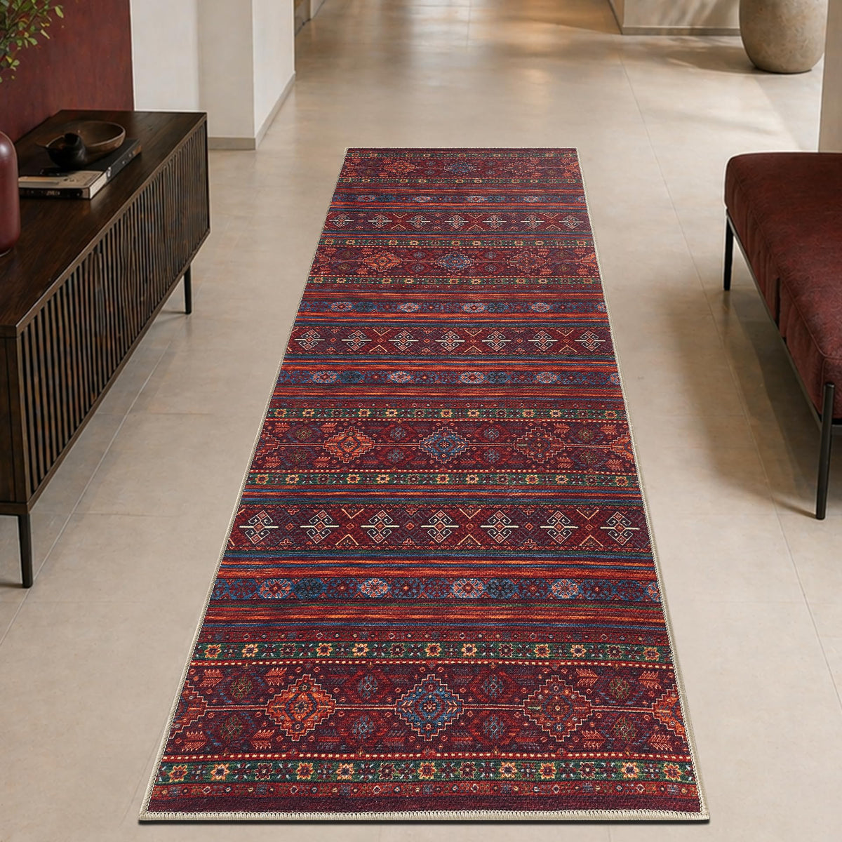 Keen Home Design Vintage Washable Entryway Rug, Non-Slip Low Pile, 2x3