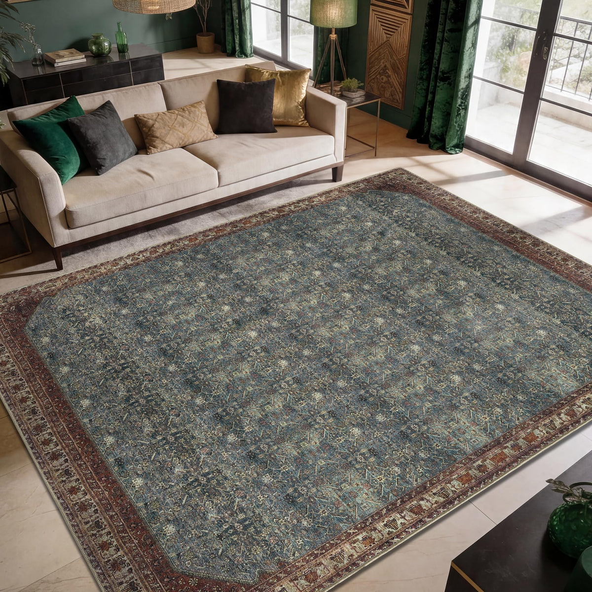 Keen Home Design Vintage Washable Entryway Rug, Non-Slip Low Pile, 2x3