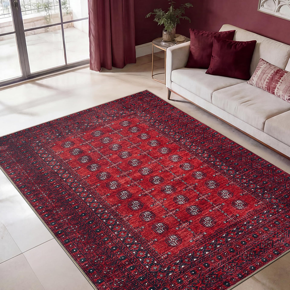 Keen Home Design Vintage Washable Entryway Rug, Non-Slip Low Pile, 2x3