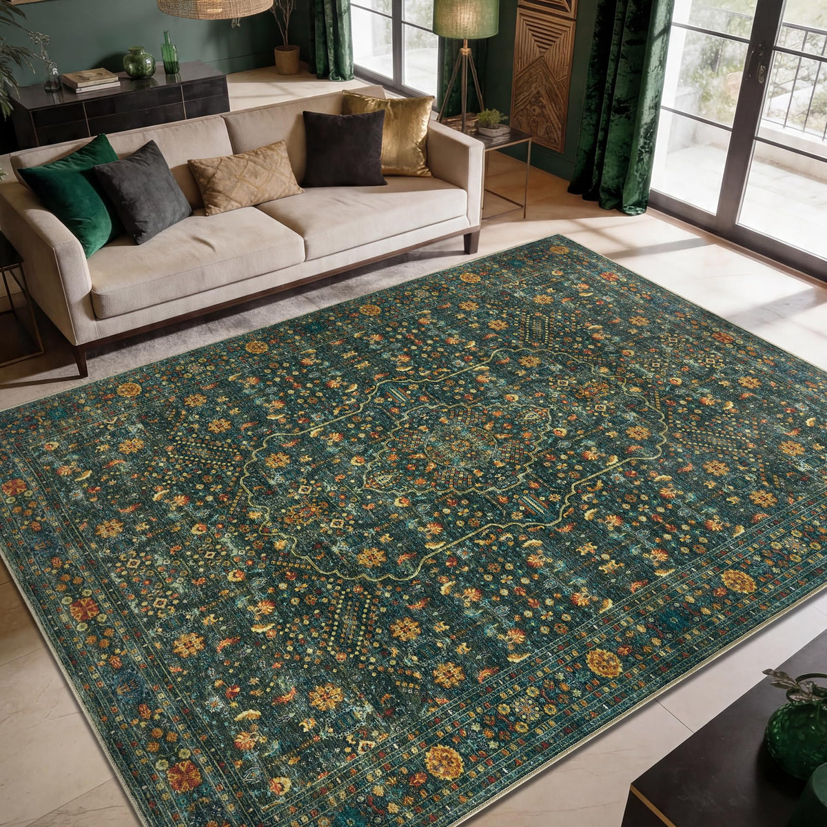 Keen Home Design Vintage Washable Entryway Rug, Non-Slip Low Pile, 2x3