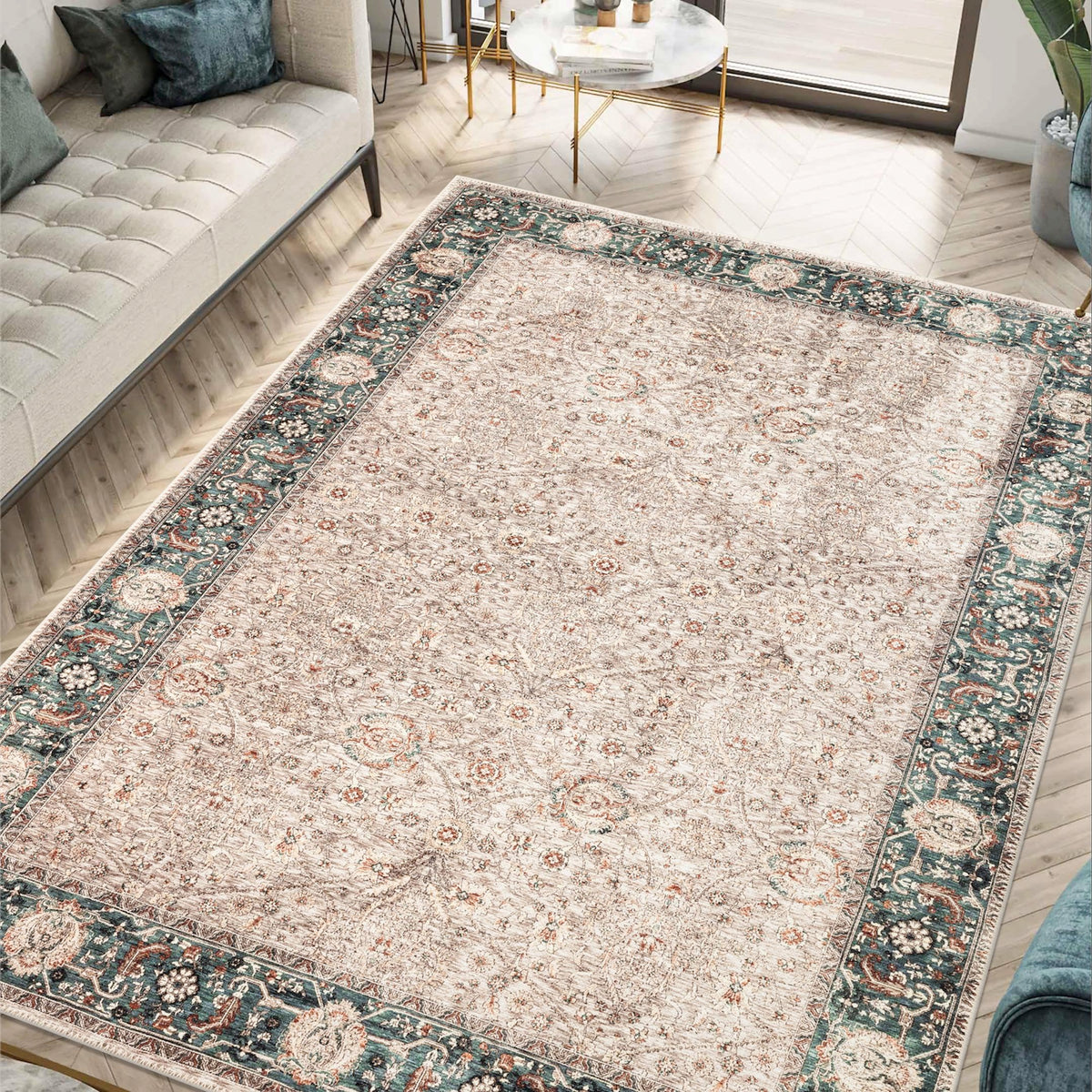 Keen Home Design Vintage Washable Entryway Rug, Non-Slip Low Pile, 2x3