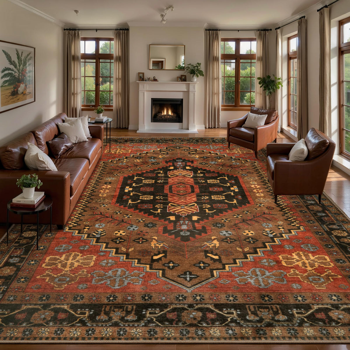 Ciicool Washable 3x5 Area Rug,Boho Non-Slip Indoor Mat for Entryway Kitchen
