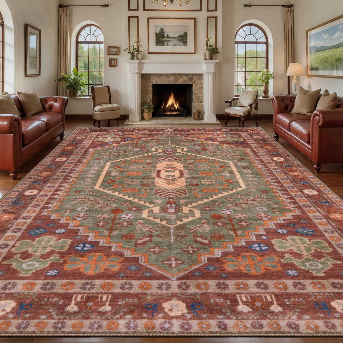 Ciicool Washable 3x5 Area Rug,Boho Non-Slip Indoor Mat for Entryway Kitchen
