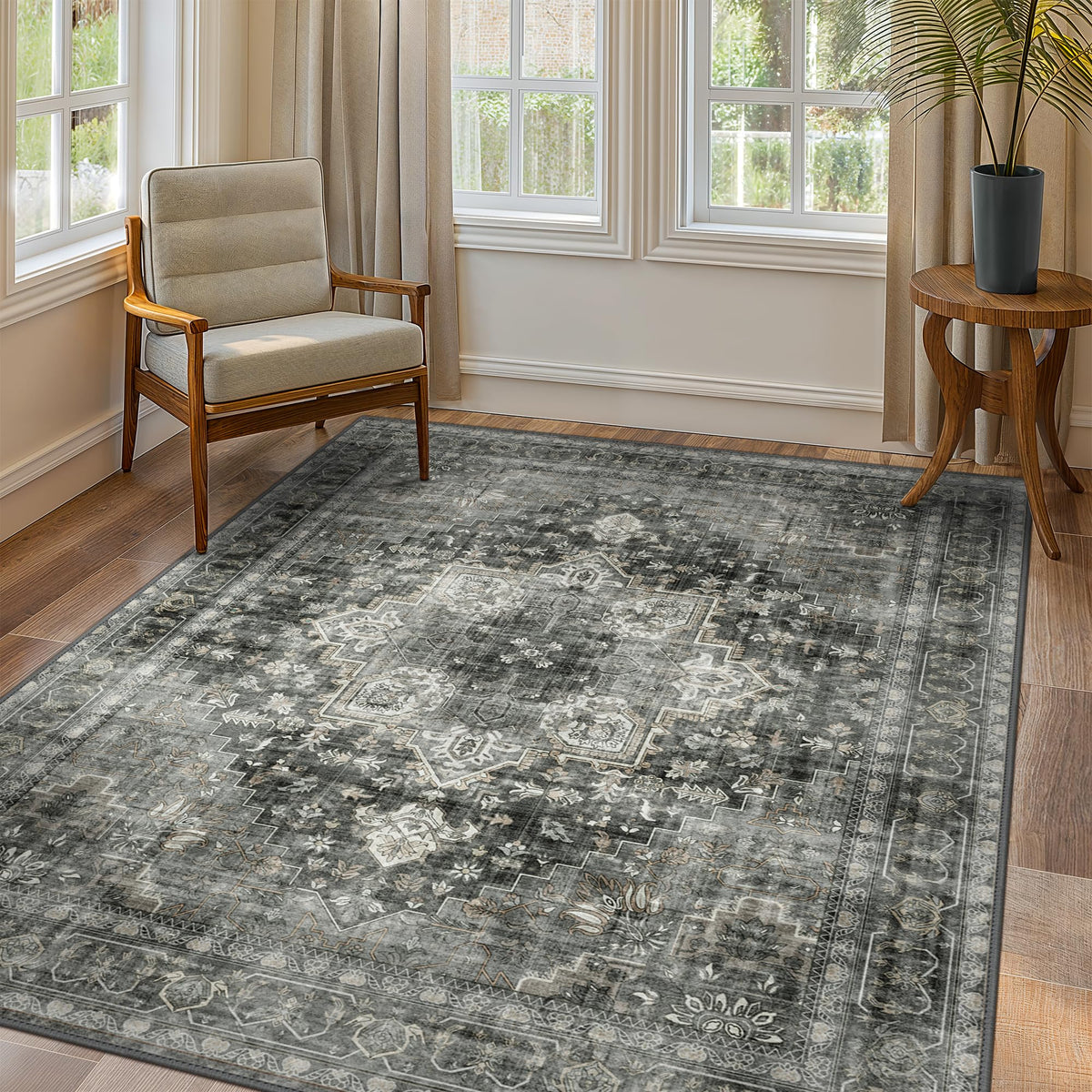 GENIMO 2x5 Washable Runner Rug Non Slip for Hallway, Light Taupe Brown