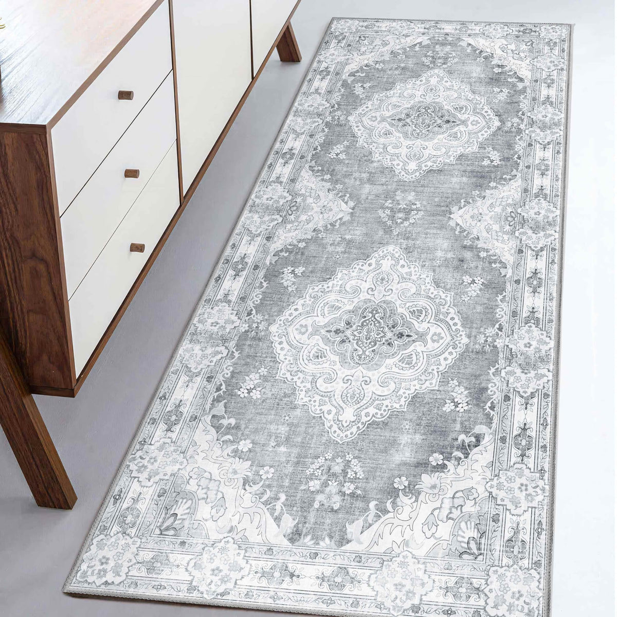 MUJOO Pink Rug 3x5 Washable,Boho Area Rugs Small Non Slip Low-Pile Floral