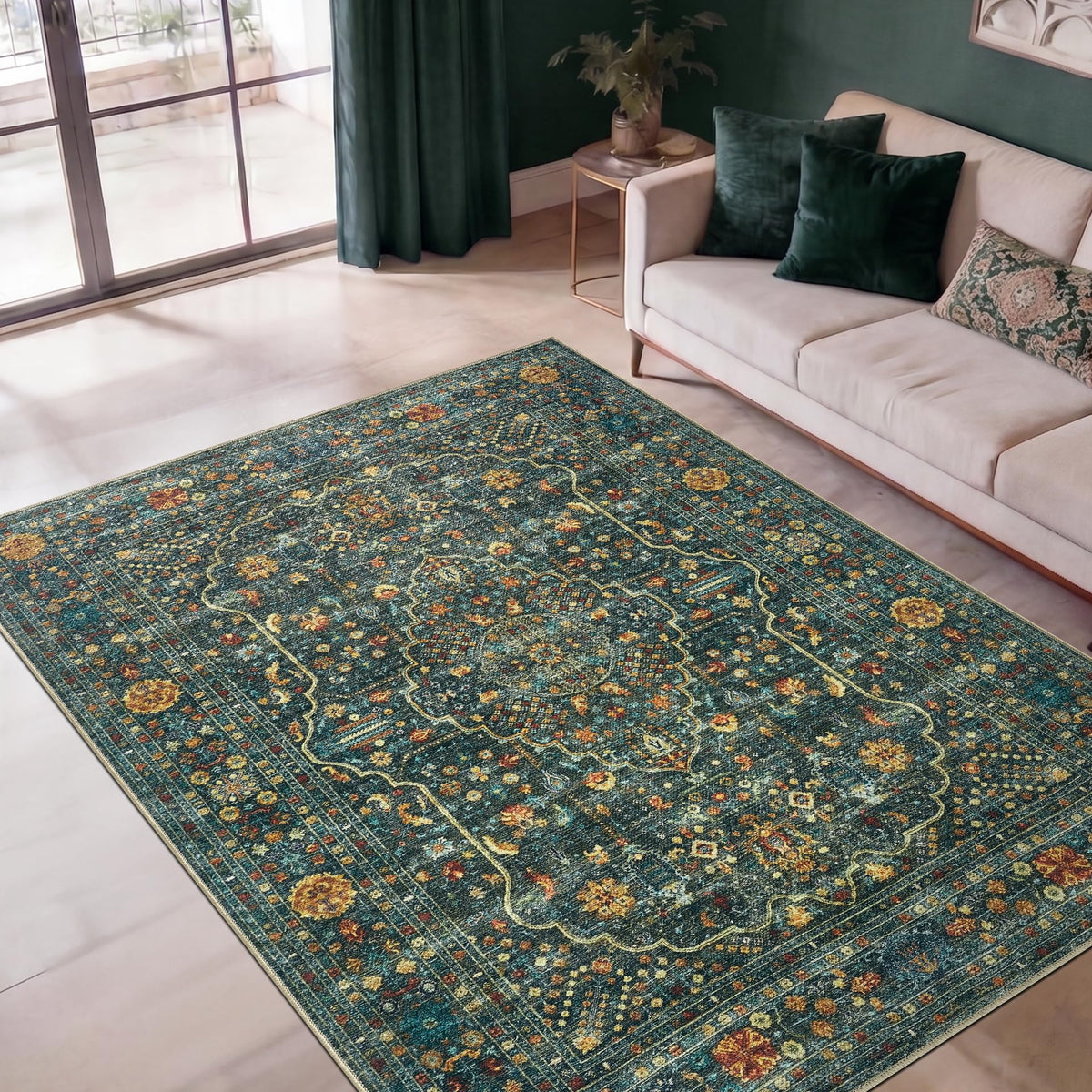 Keen Home Design Vintage Washable Entryway Rug, Non-Slip Low Pile, 2x3
