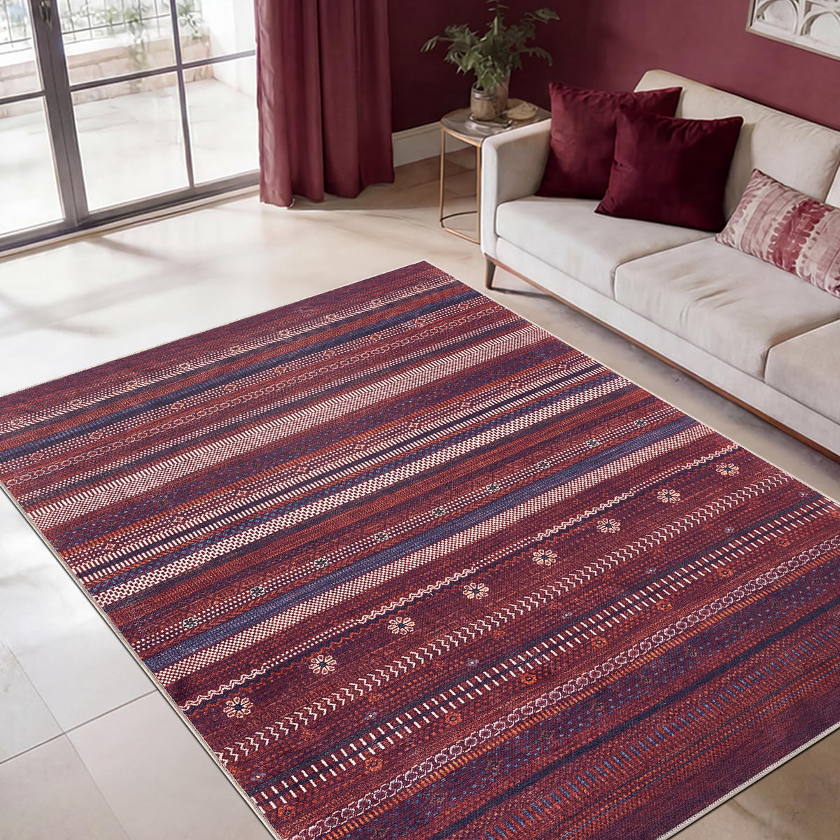 Keen Home Design Vintage Washable Entryway Rug, Non-Slip Low Pile, 2x3