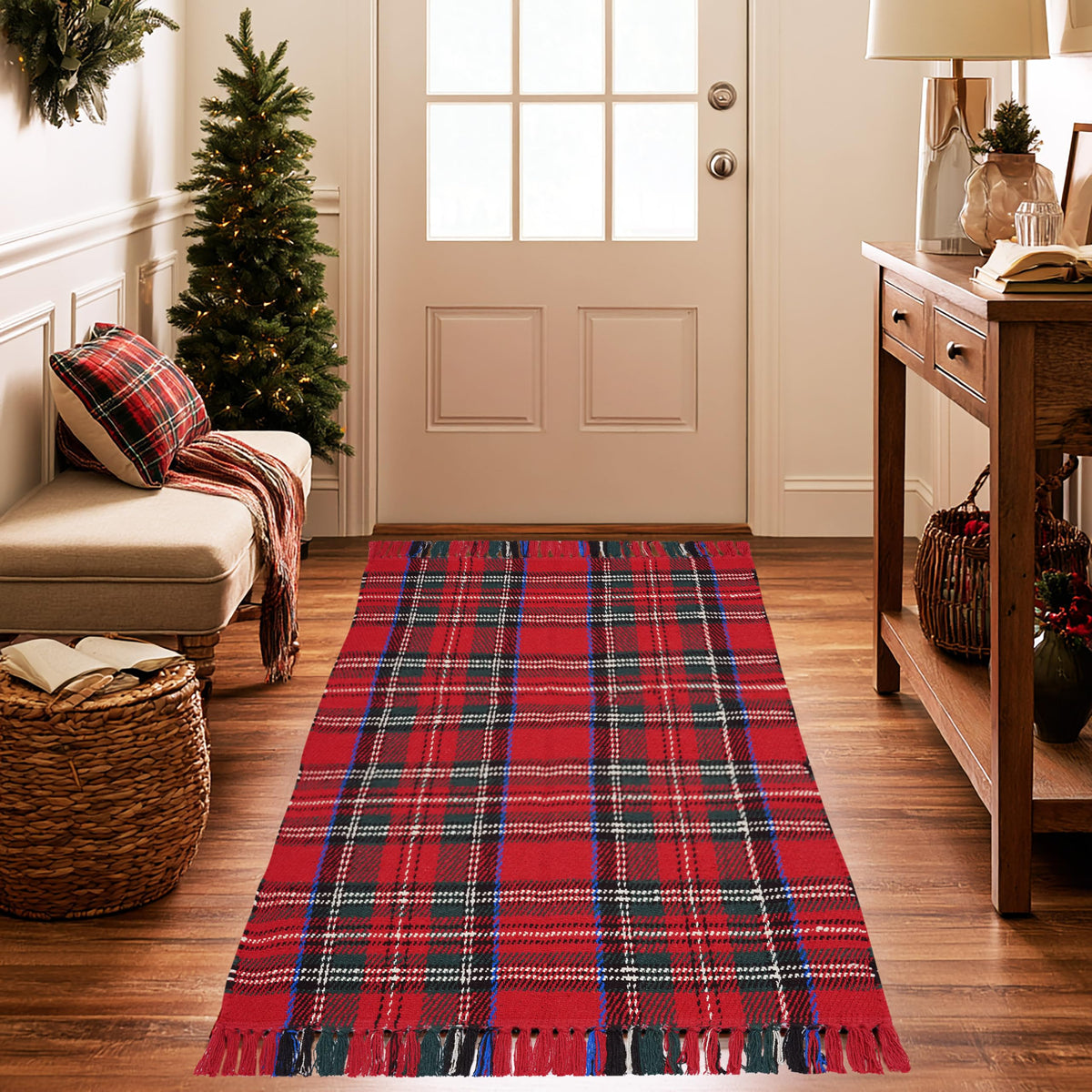 COTTON CRAFT Woven Area Rug - 2 Pack Entryway Mat with Fringe - Tan Natural