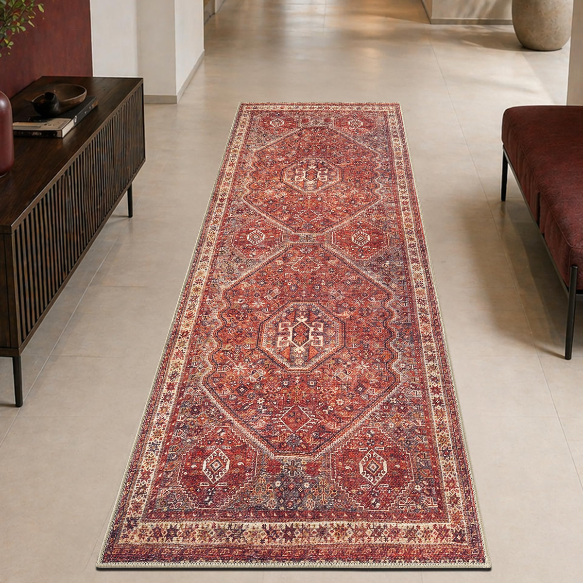 Keen Home Design Vintage Washable Entryway Rug, Non-Slip Low Pile, 2x3