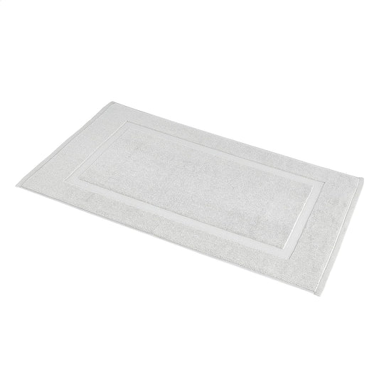 Amazon Basics Banded Bathroom Bath Rug Mat, 100% Cotton, 31 x 20 inches, Soft Silver