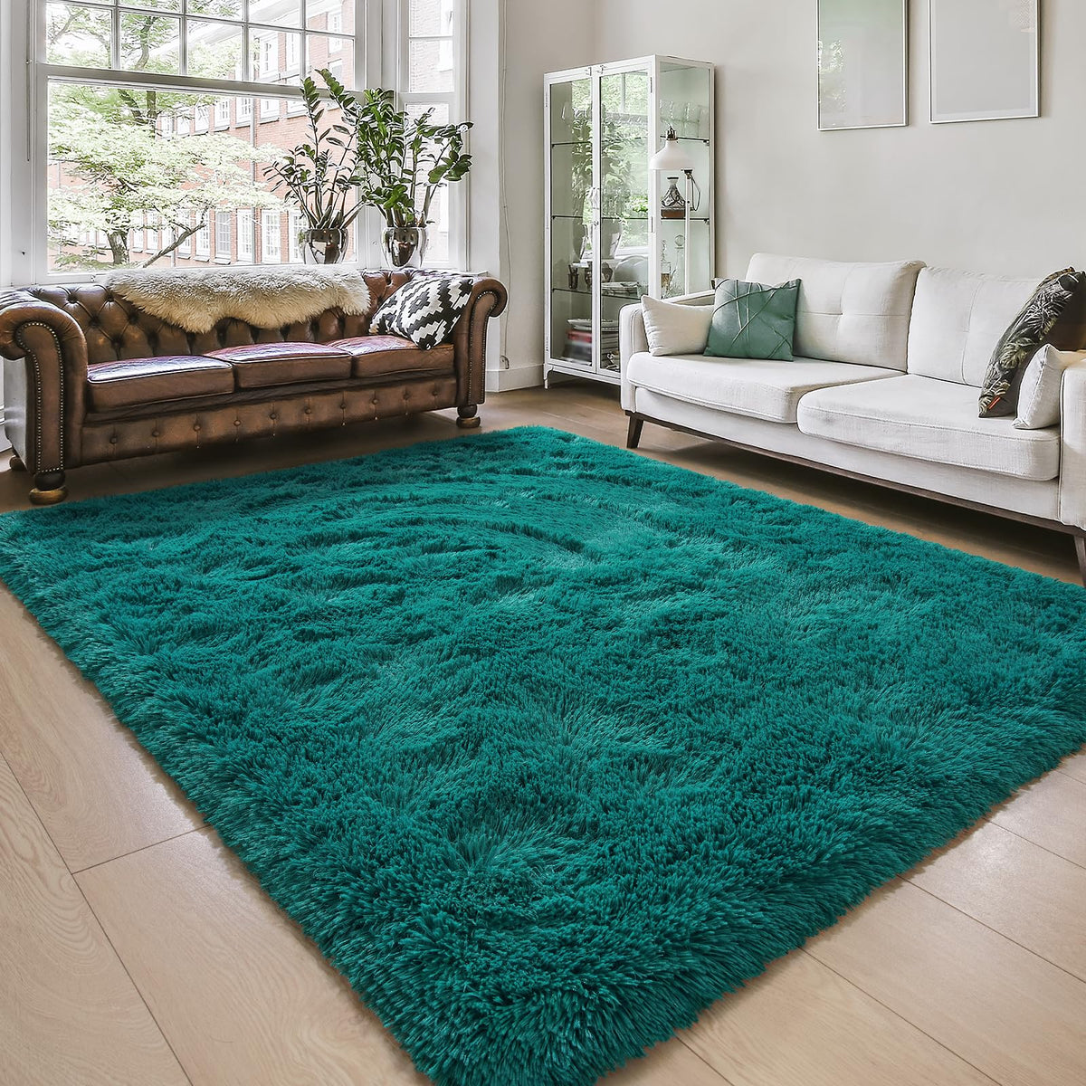 Amearea Shag Fluffy Small Rug, 2x4 Throw Rugs for Bedroom Girls, Black