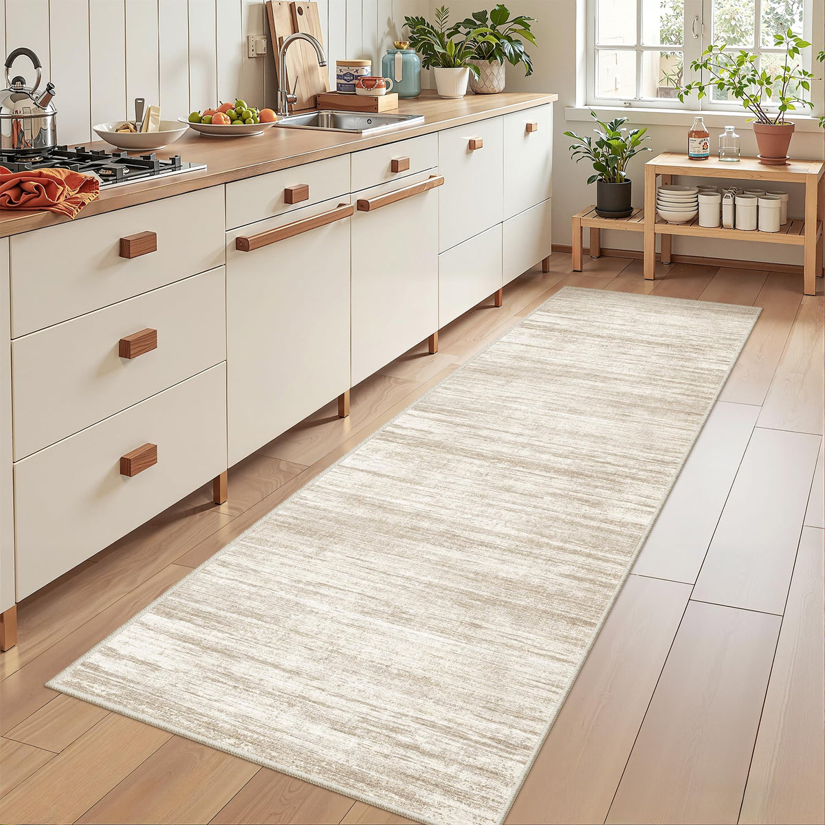 2x8 Runner Rug Non Slip,Washable Hallway Runner Rug,Beige