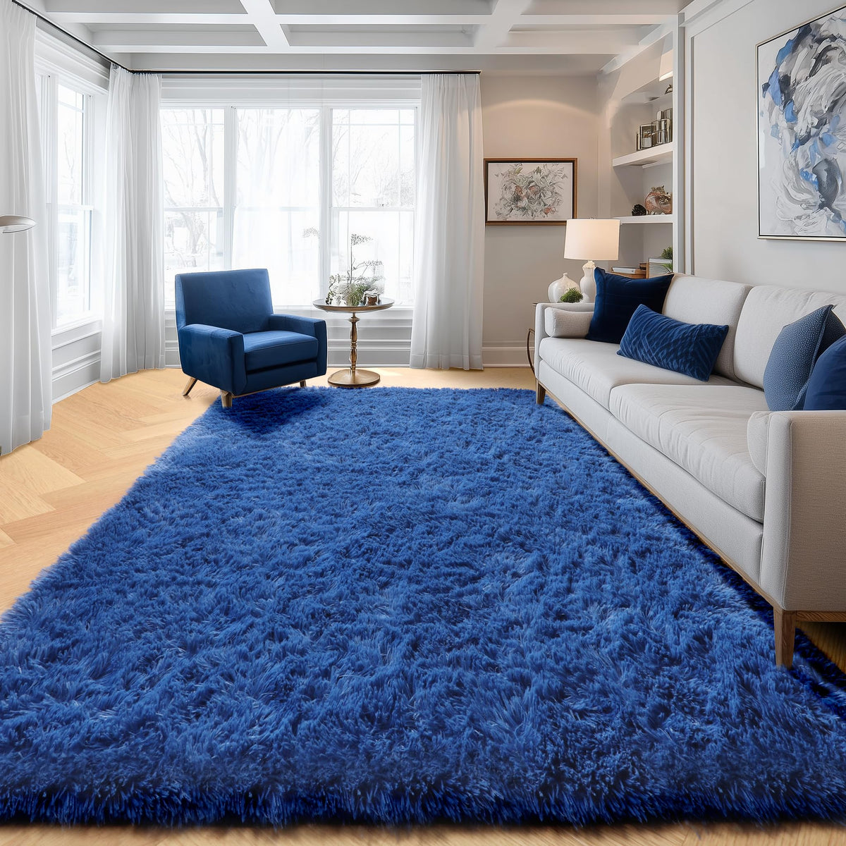 White Runner Rugs for Bedroom Living Room, Fluffy 2x6 Bedside Soft Area Rug