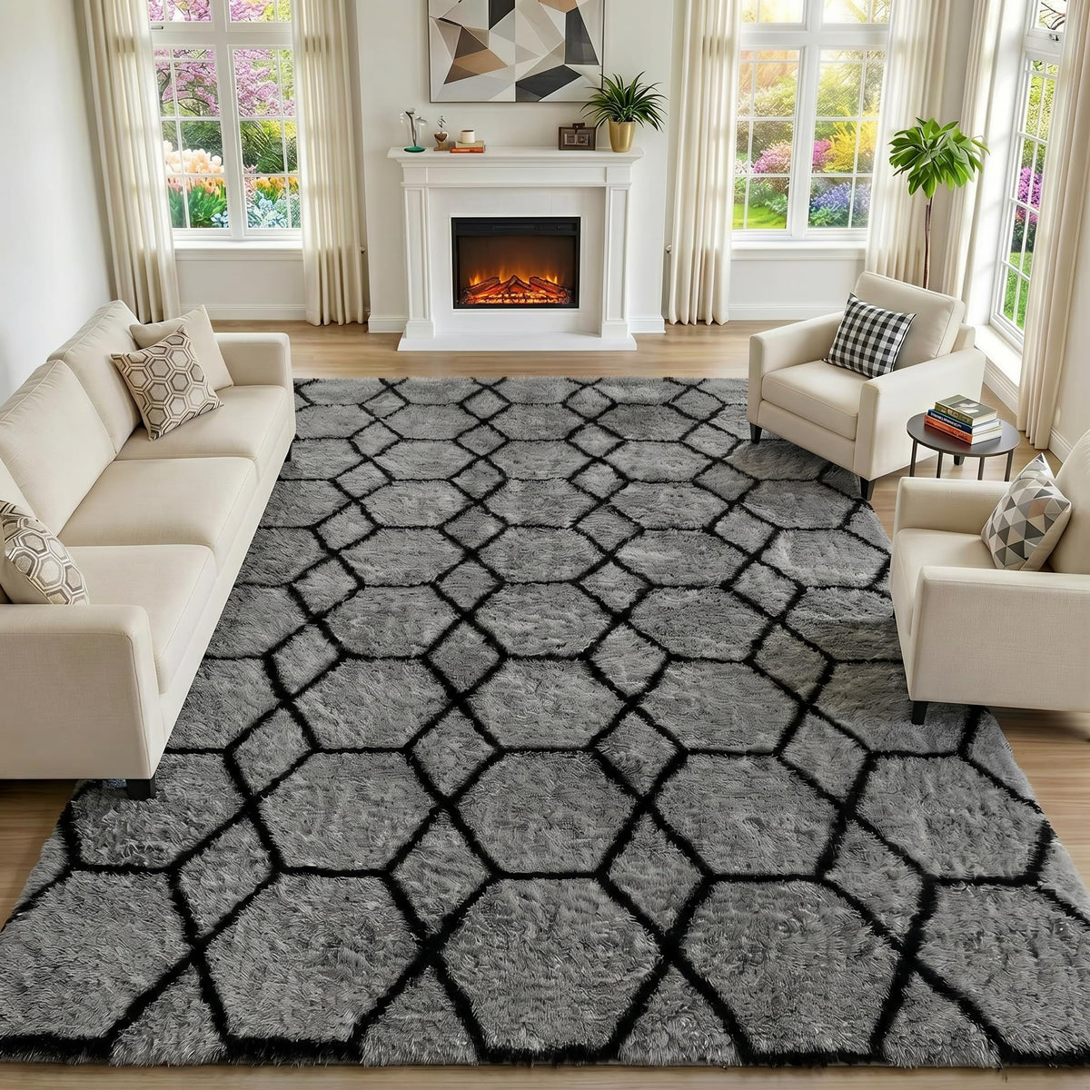 White Runner Rugs for Bedroom Living Room, Fluffy 2x6 Bedside Soft Area Rug