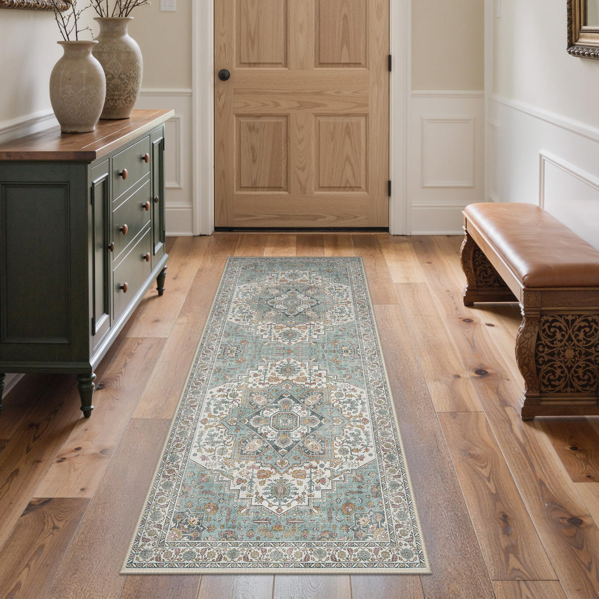 GENIMO 2x5 Washable Runner Rug Non Slip for Hallway, Light Taupe Brown