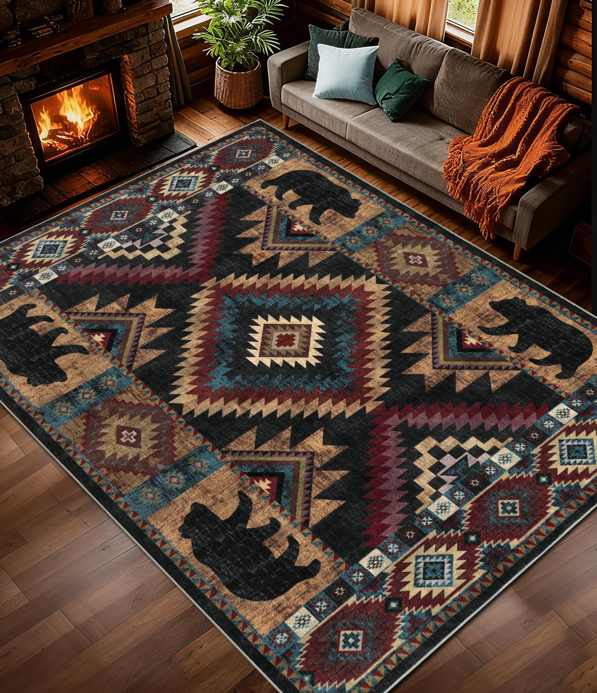YIHOUSE Washable Rustic Cabin Runner Rug 2x6 Hallway