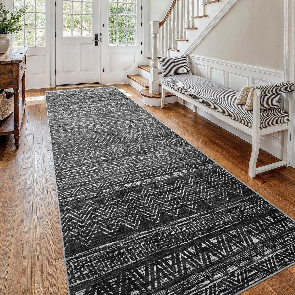 2x5 Runner Rug Washable Moroccan: Non Slip Kitchen Long Floor Mat Beige