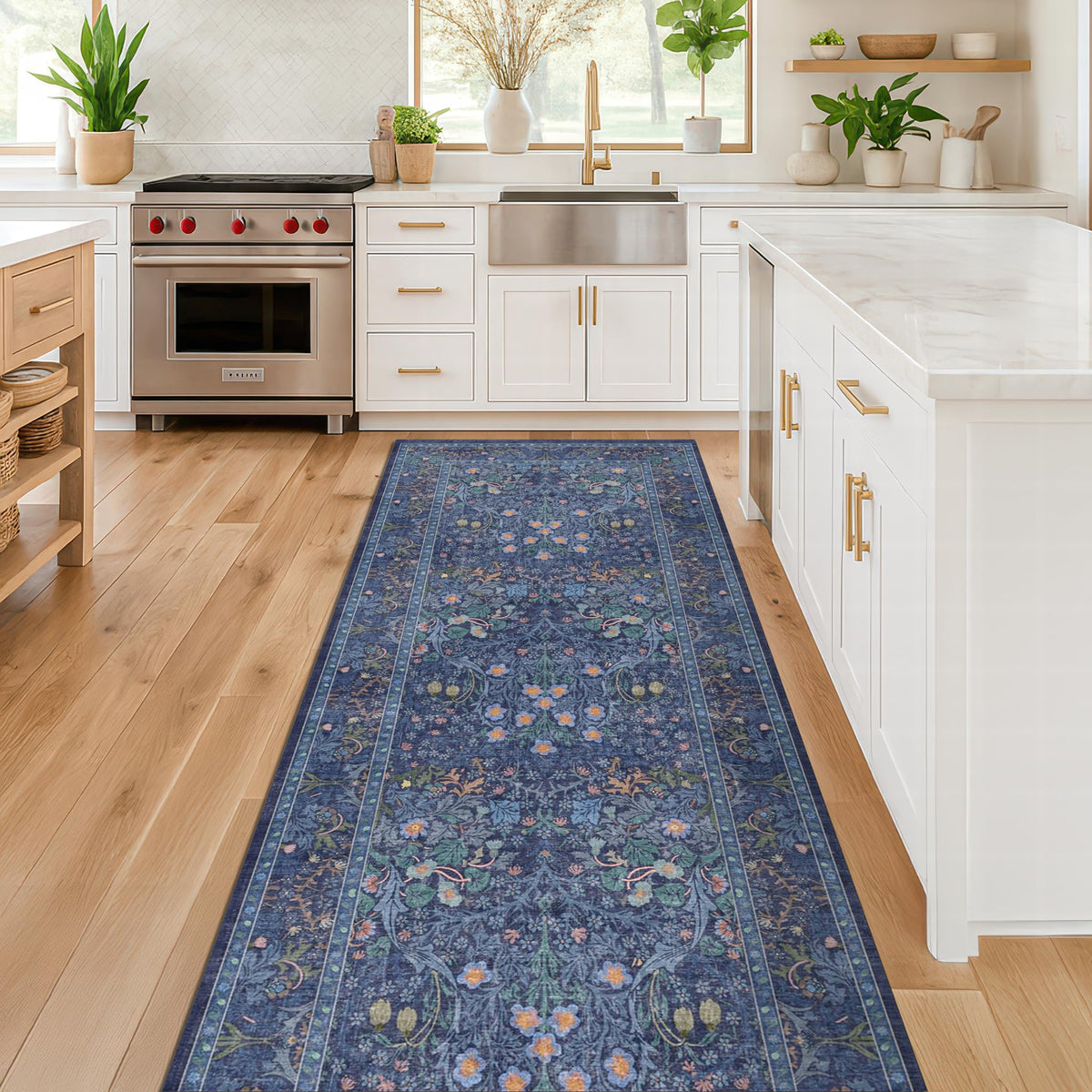 Washable Plum Purple Runner Rug 2x6 - Boho Rug Runner for Bathroom, Kitchen, Indoor Entryway, Low Pile Violet Carpet for Bedroom Bedside, Laundry Room, Hallway Mats for Floor, Stain Resistant