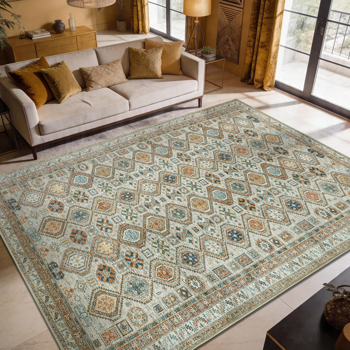Keen Home Design Vintage Washable Entryway Rug, Non-Slip Low Pile, 2x3