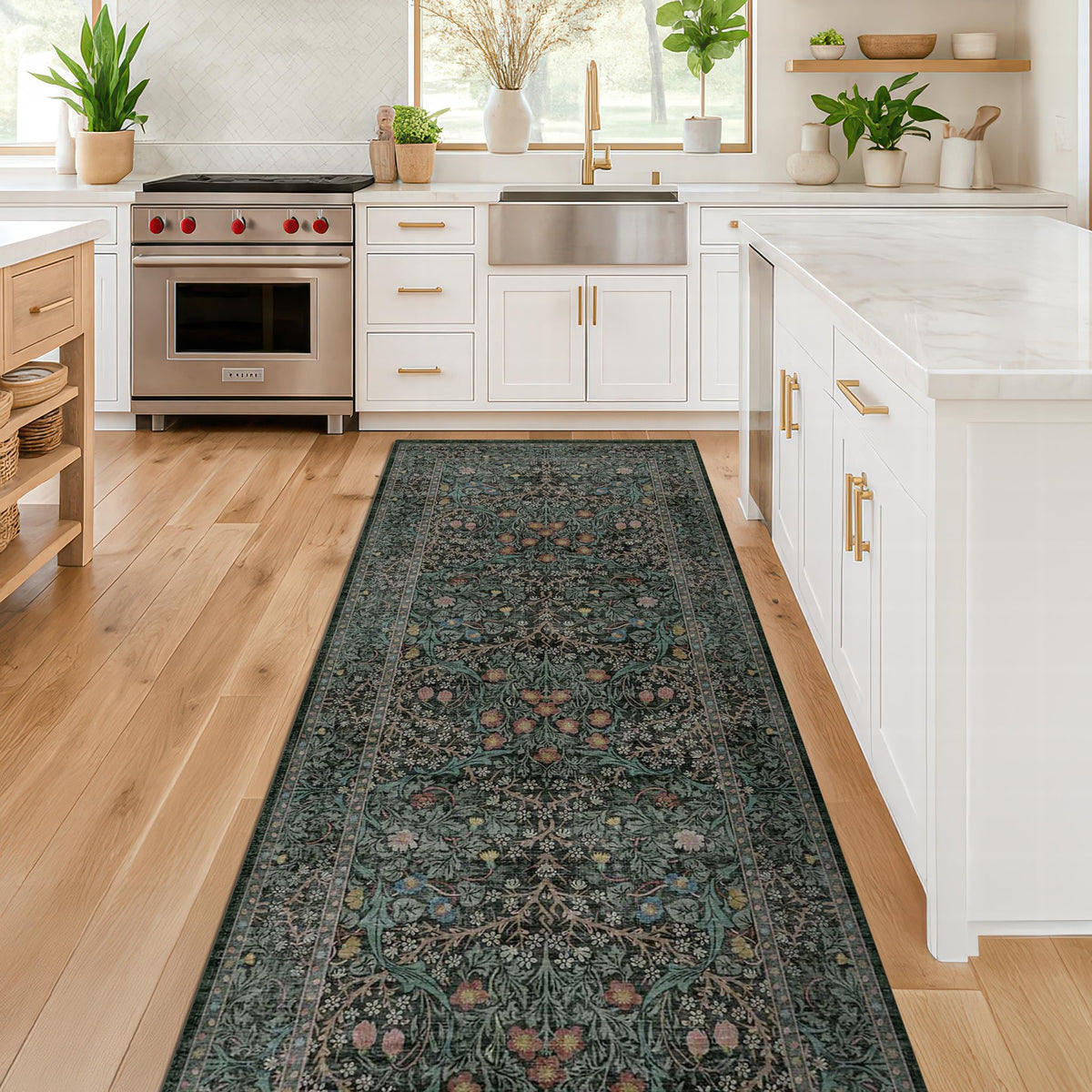 Washable Plum Purple Runner Rug 2x6 - Boho Rug Runner for Bathroom, Kitchen, Indoor Entryway, Low Pile Violet Carpet for Bedroom Bedside, Laundry Room, Hallway Mats for Floor, Stain Resistant