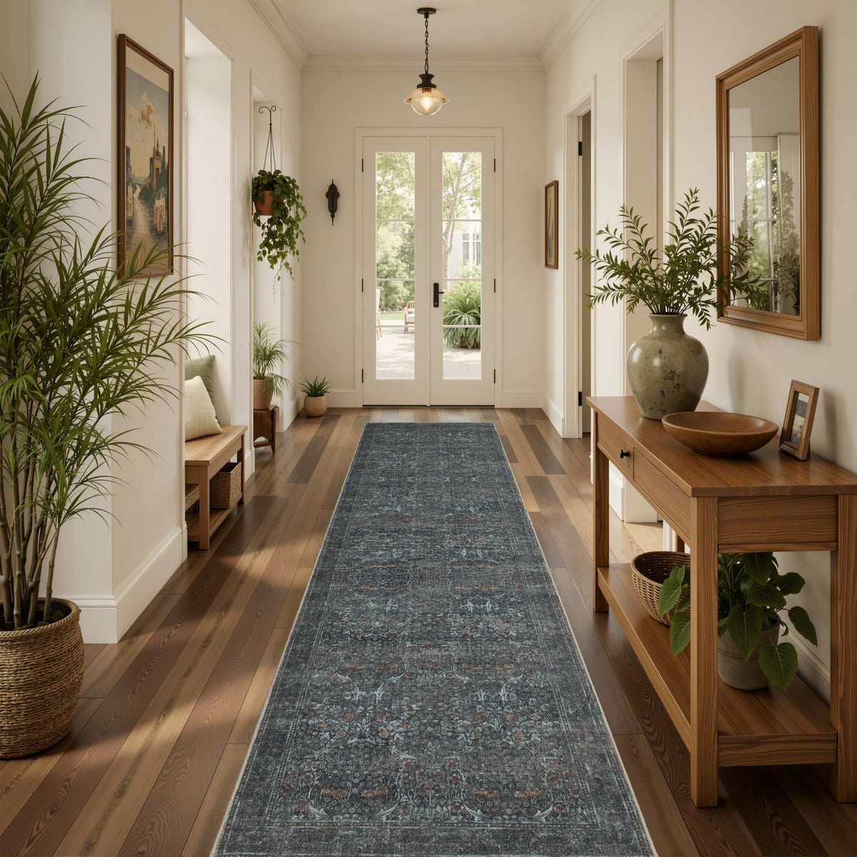 JOLLYVOGUE Entryway Rug, 2x3 Washable Vintage Floral Rug, Beige