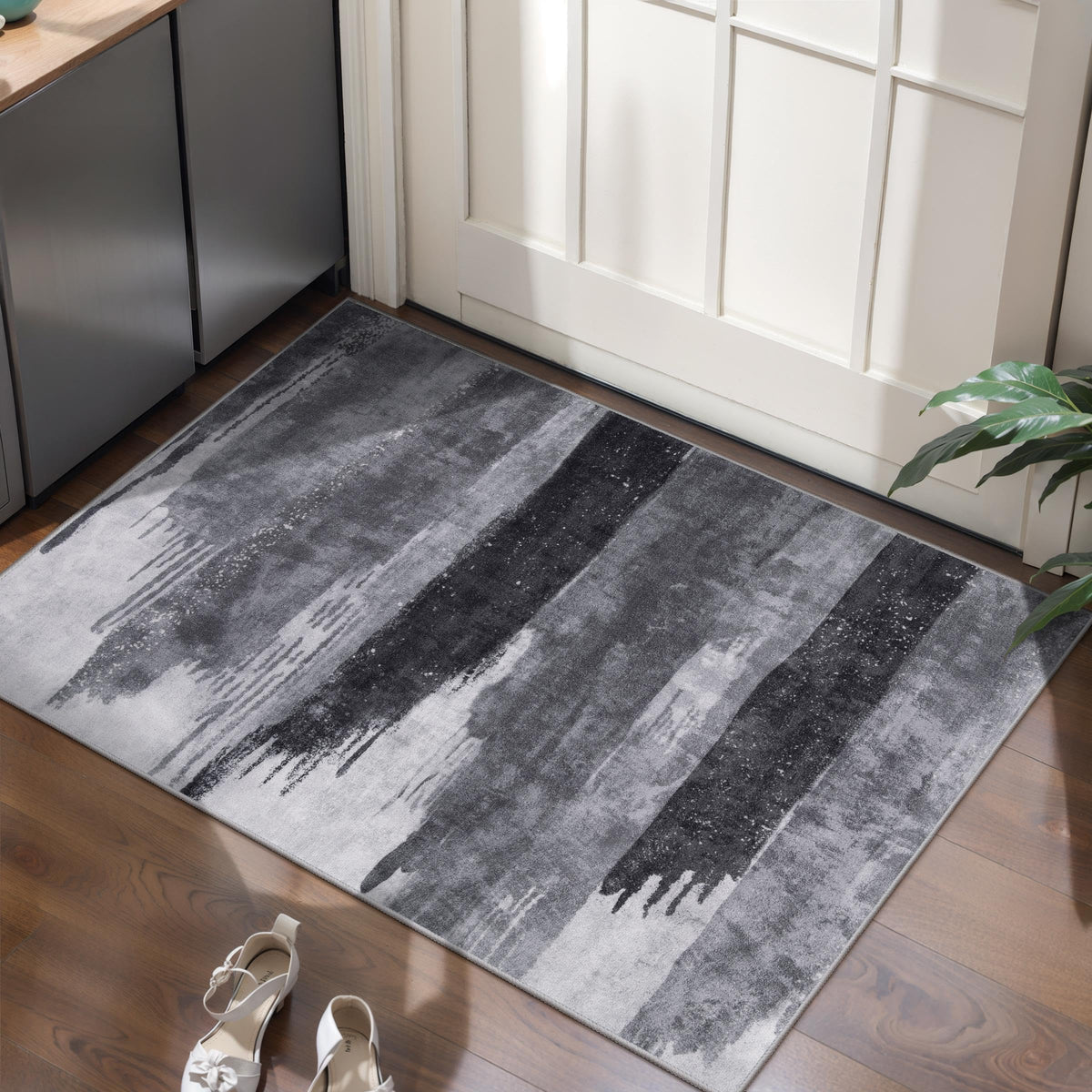 Ciicool Washable Area Rug 2x3 Entryway Rug, Modern Abstract Entry Mat Navy