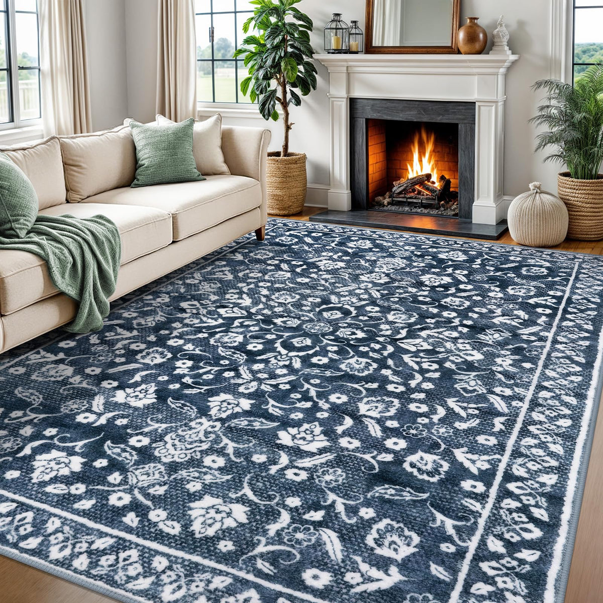 Vintage Washable Entryway Rug 2x3 Small Area Rug Non Slip Door Mat