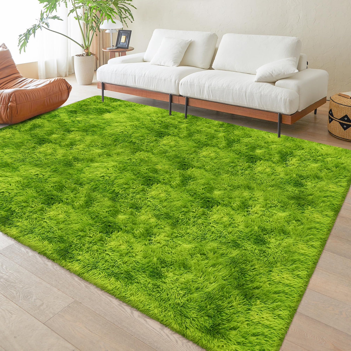 Soft Fluffy Beige Runner Rug for Bedroom, Bedside Long Rug Runner