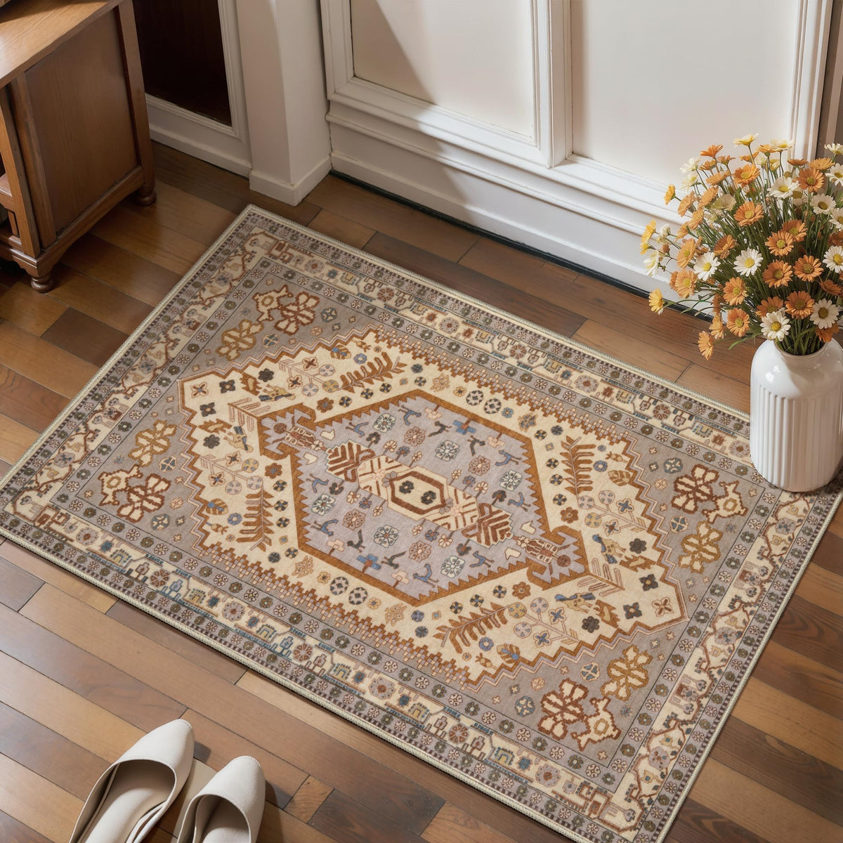 Ciicool Washable 3x5 Area Rug,Boho Non-Slip Indoor Mat for Entryway Kitchen