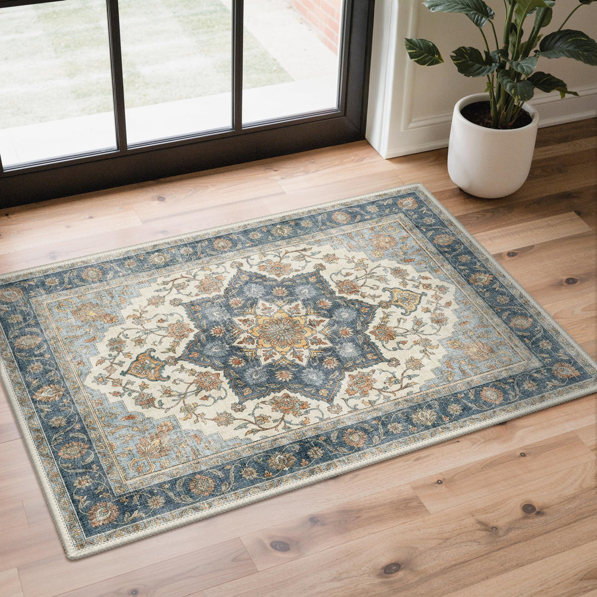 GENIMO 2x5 Washable Runner Rug Non Slip for Hallway, Light Taupe Brown