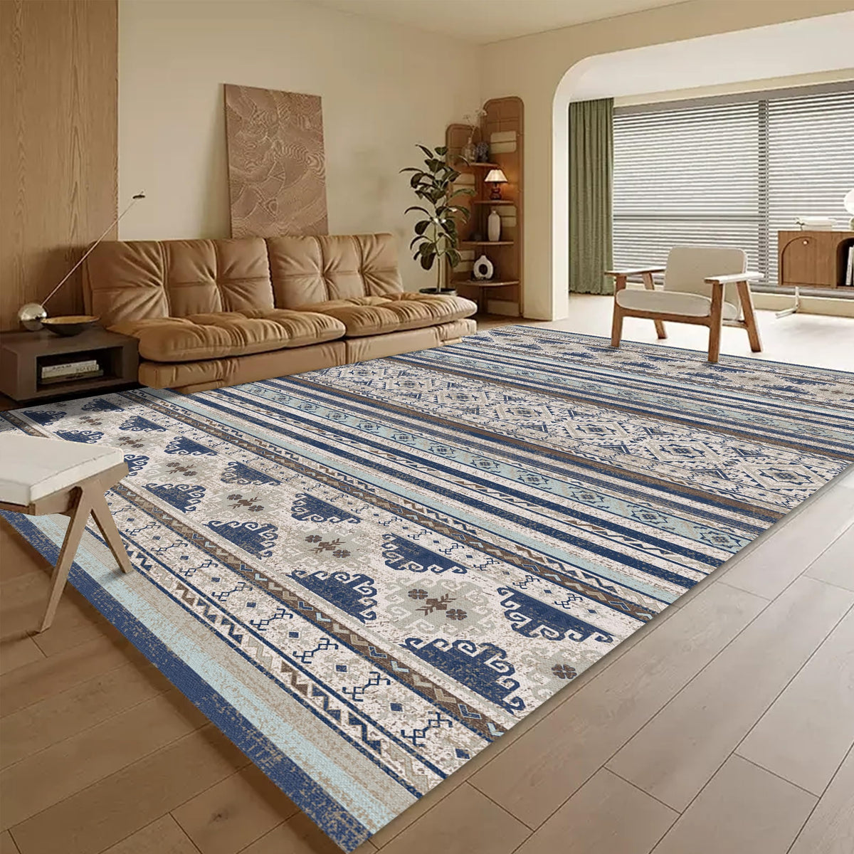 RUGSURE Washable Area Rugs - Perfect for Living Room, Bedroom, Kids Room, Nursery - Stain & Water Resistant Non-Slip, Pet & Child Friendly, Vintage Tribal Area Rugs (Green, 3' x 5 ')