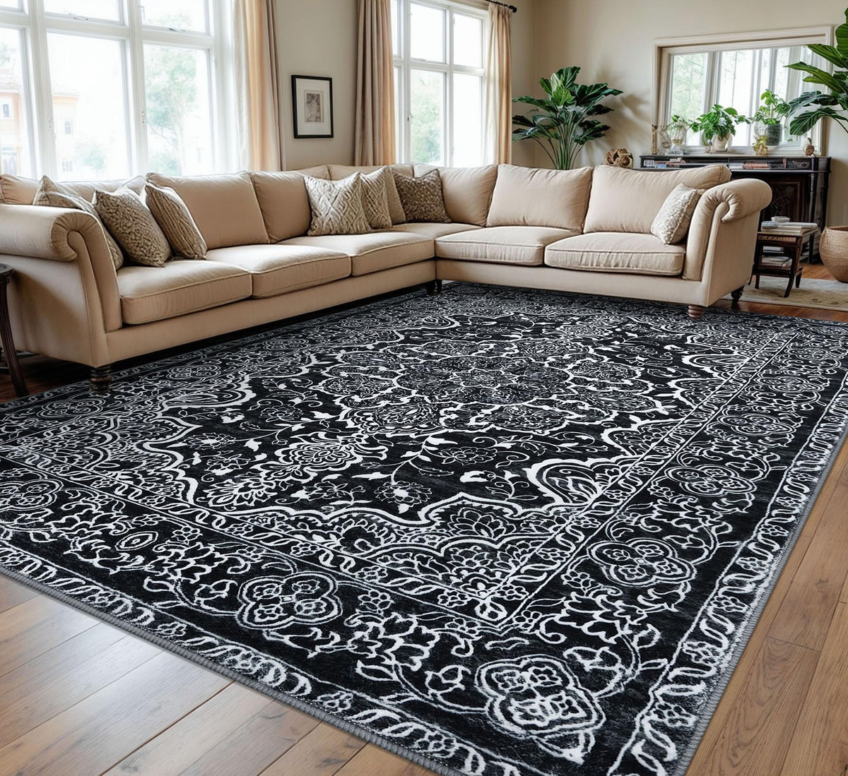 KUTA Entryway Rugs Indoor Washable Small Area Rug 2x3 Blue Entrance Carpet